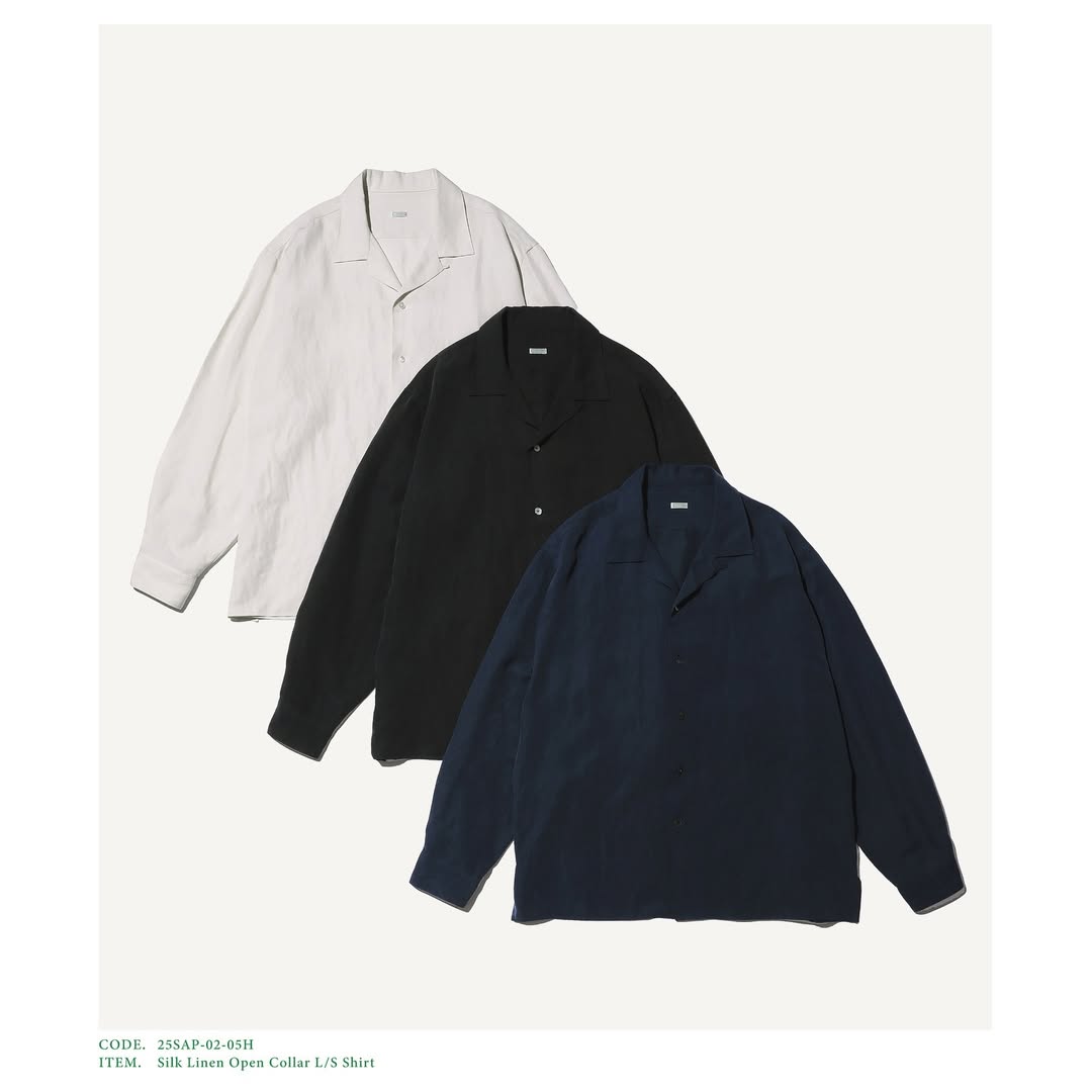 A.PRESSE 25SS Silk Linen Open Collar L/S Shirt